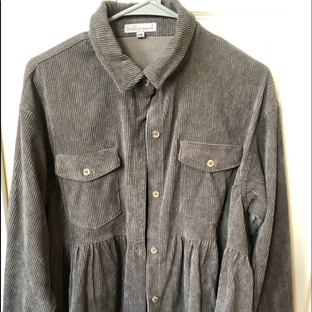 Wishlist apparel, gray, corduroy shacket!